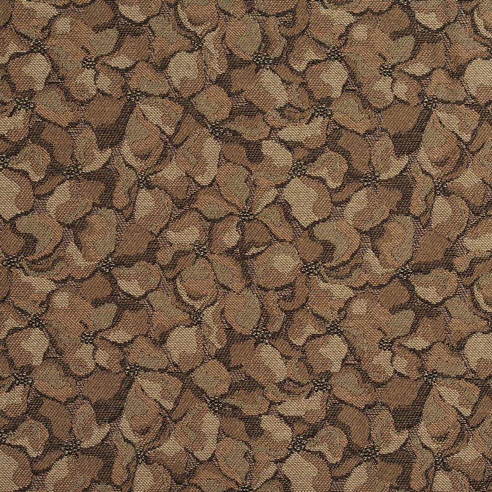 Essentials Heavy Duty Brown Beige Floral Petal Upholstery Fabric / Desert