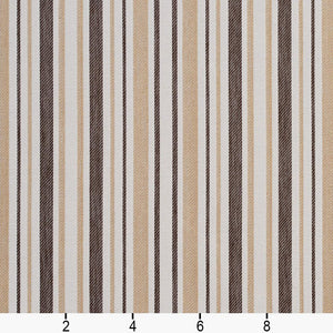 Essentials Outdoor Stain Resistant Upholstery Drapery Fabric Brown Beige / Sand Stripe