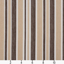 Load image into Gallery viewer, Essentials Outdoor Stain Resistant Upholstery Drapery Fabric Brown Beige / Sand Wide Stripe