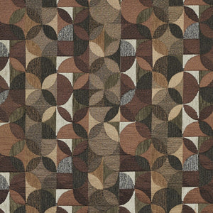 Essentials Chenille Brown Black Sage Beige Ivory Geometric Сircle Upholstery Fabric / Truffle