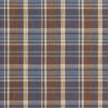 Load image into Gallery viewer, Essentials Blue Brown Beige Checkered Upholstery Drapery Fabric / Wedgewood Plaid