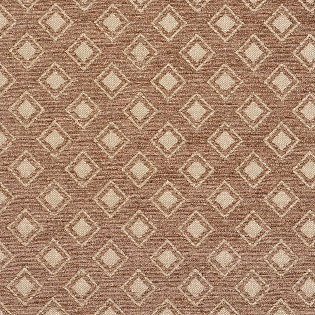 Essentials Chenille Brown Cream Geometric Diamond Upholstery Fabric