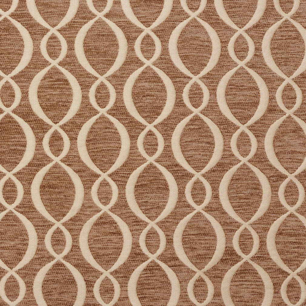 Essentials Chenille Brown Cream Oval Trellis Upholstery Fabric