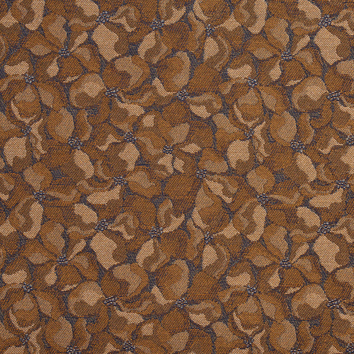 Essentials Heavy Duty Brown Gold Navy Floral Petal Upholstery Fabric / Nugget