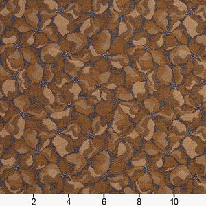 Essentials Heavy Duty Brown Gold Navy Floral Petal Upholstery Fabric / Nugget