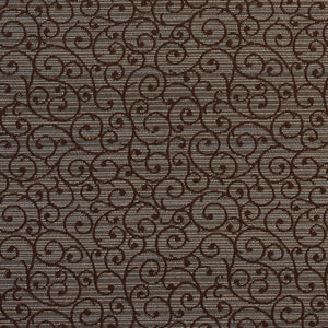 Essentials Heavy Duty Scotchgard Brown Gray Scroll Upholstery Fabric / Mocha