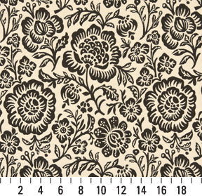 Essentials Floral Drapery Upholstery Fabric Brown Ivory / Cocoa Flora
