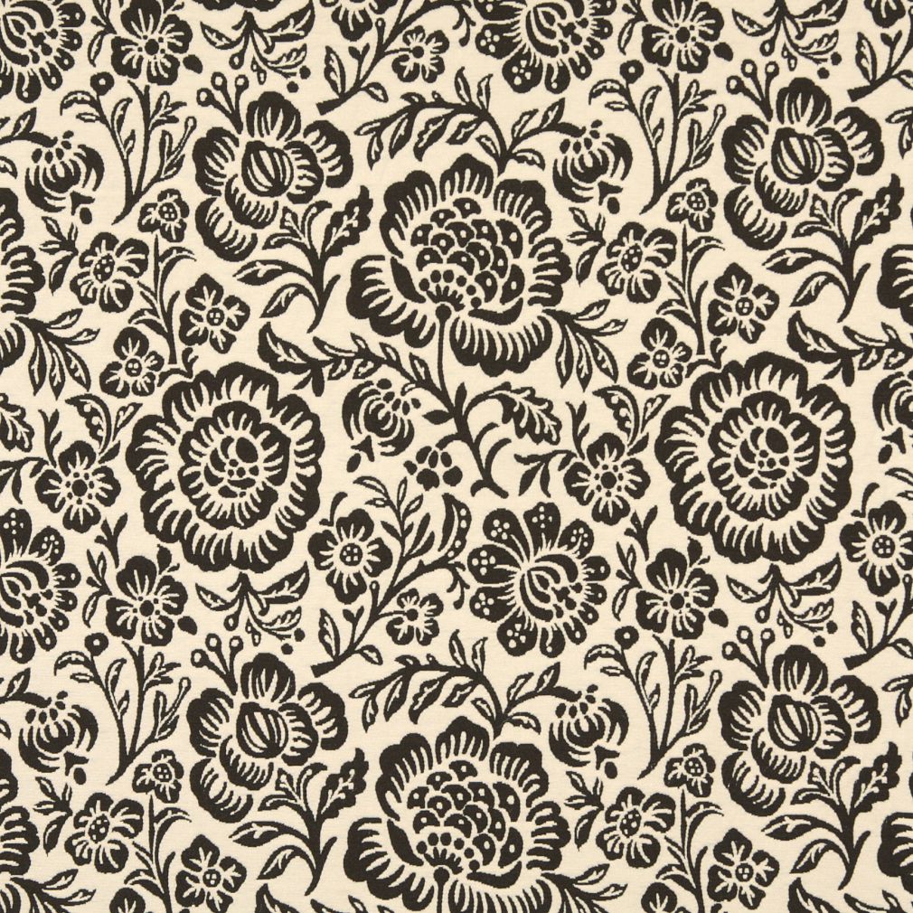 Essentials Floral Drapery Upholstery Fabric Brown Ivory / Cocoa Flora