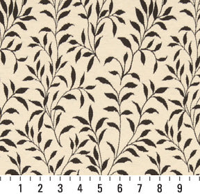 Essentials Floral Drapery Upholstery Fabric Brown Ivory / Cocoa Leaf
