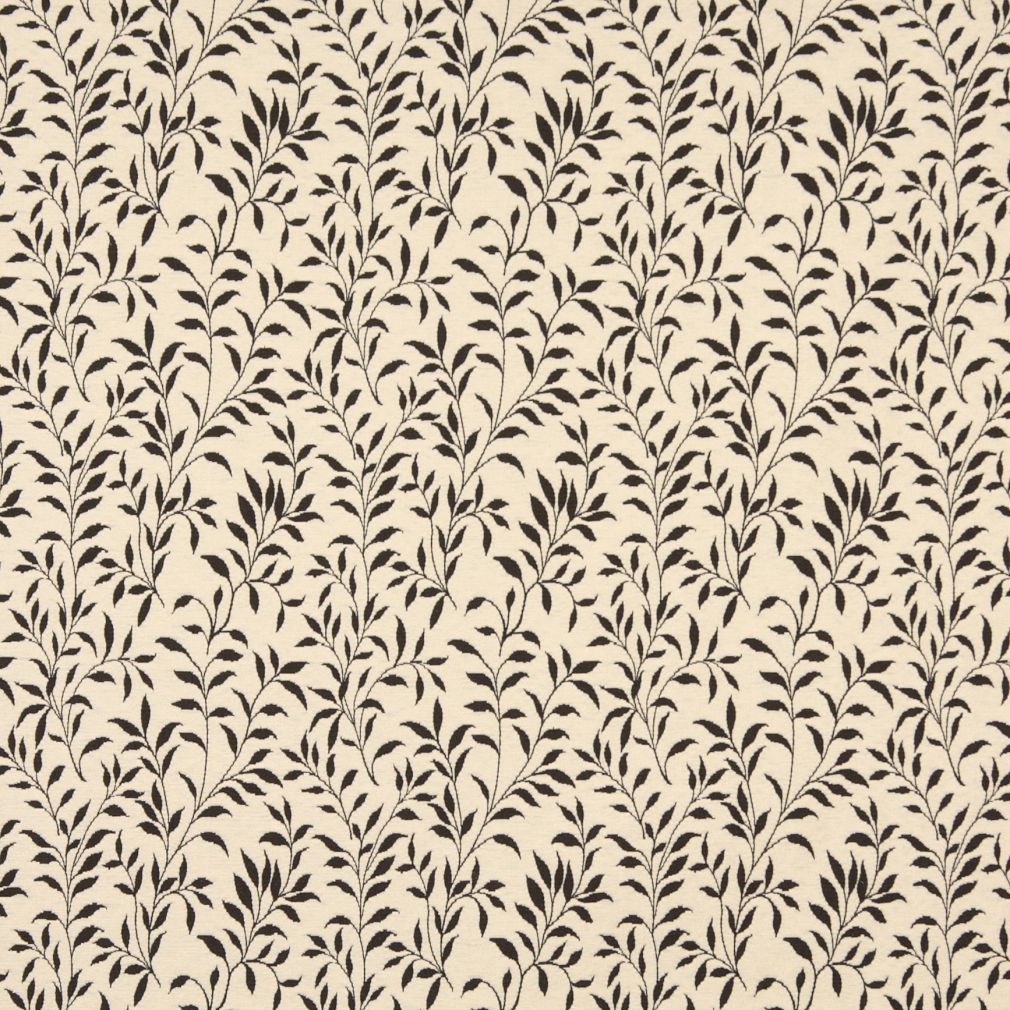 Essentials Floral Drapery Upholstery Fabric Brown Ivory / Cocoa Leaf