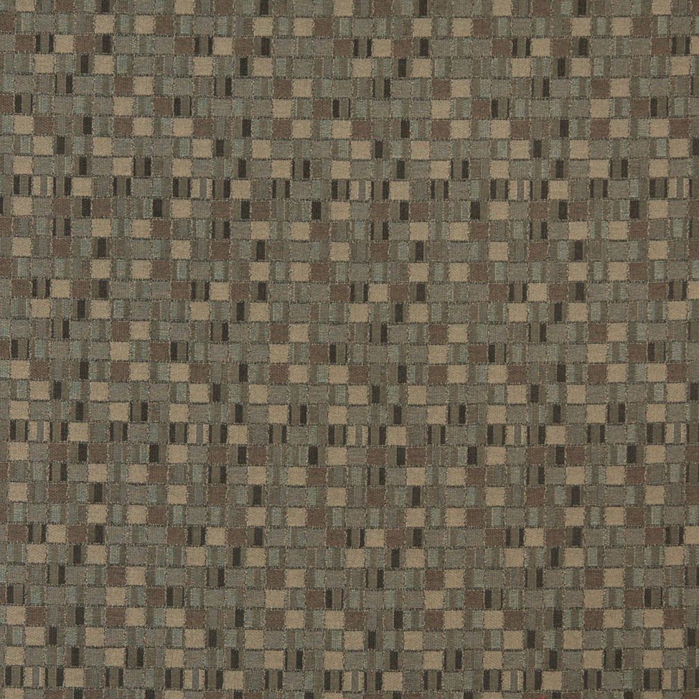 Essentials Brown Sage Tan Mosaic Upholstery Fabric / Pecan