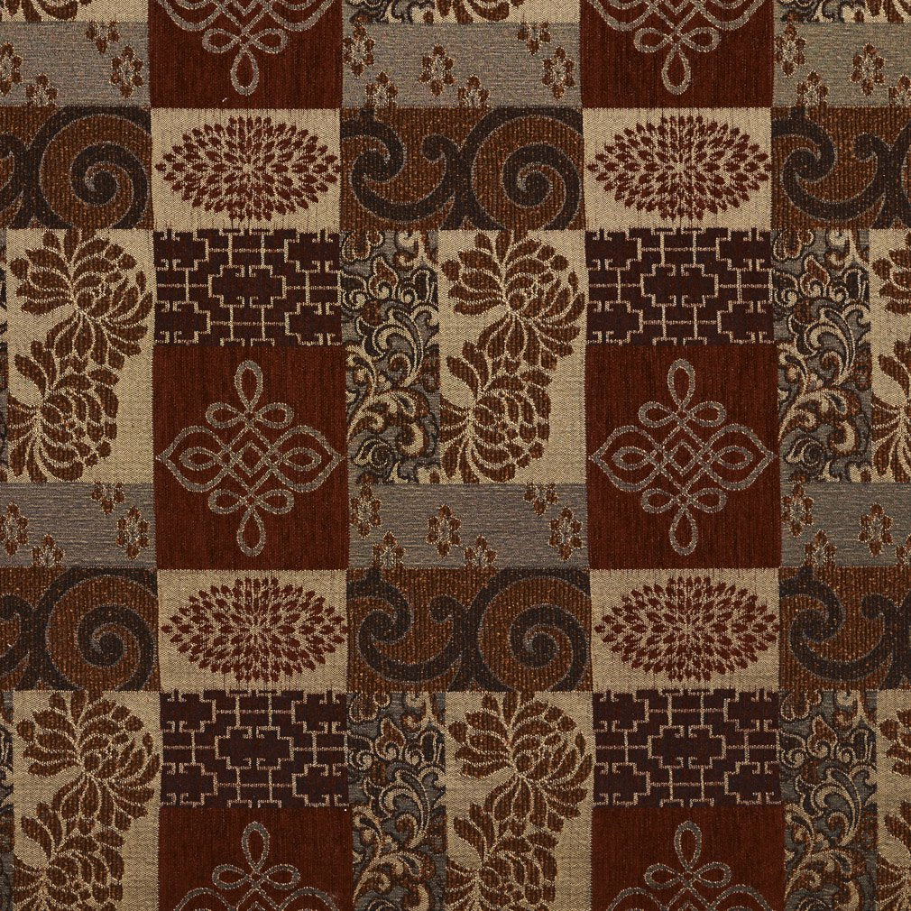 Essentials Chenille Brown Sienna Gray Tan Tapestry Kilim Upholstery Fabric / Vintage