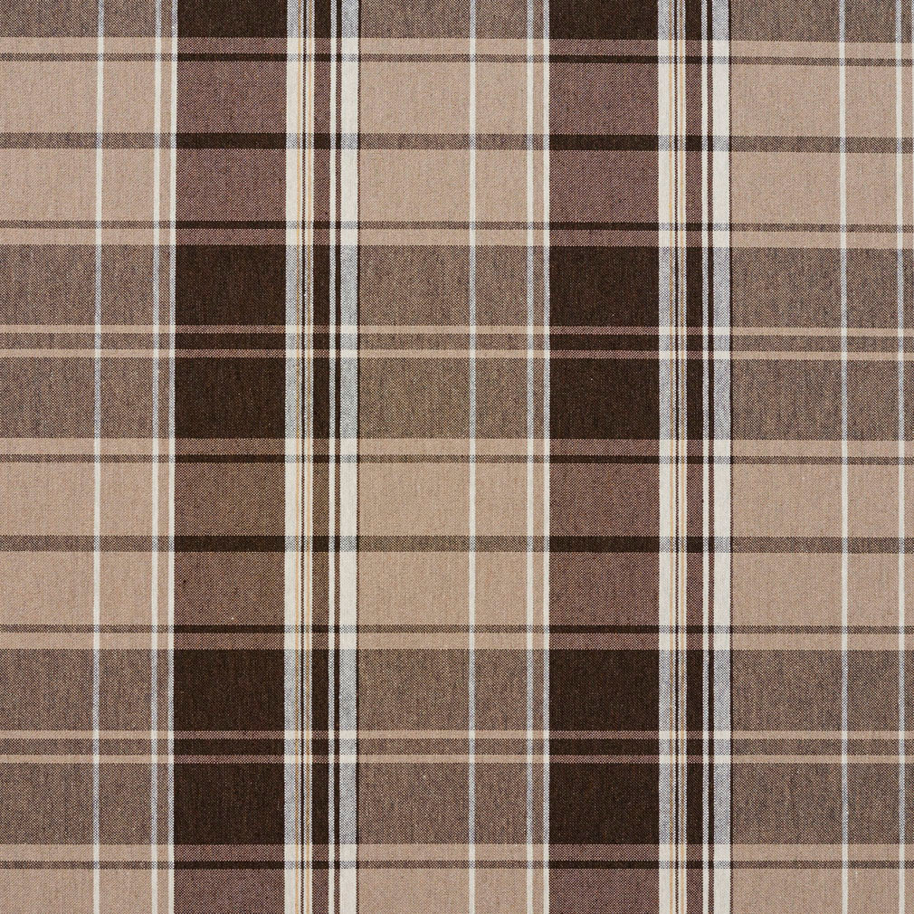 Essentials Brown Tan Beige White Checkered Upholstery Fabric / Desert Plaid