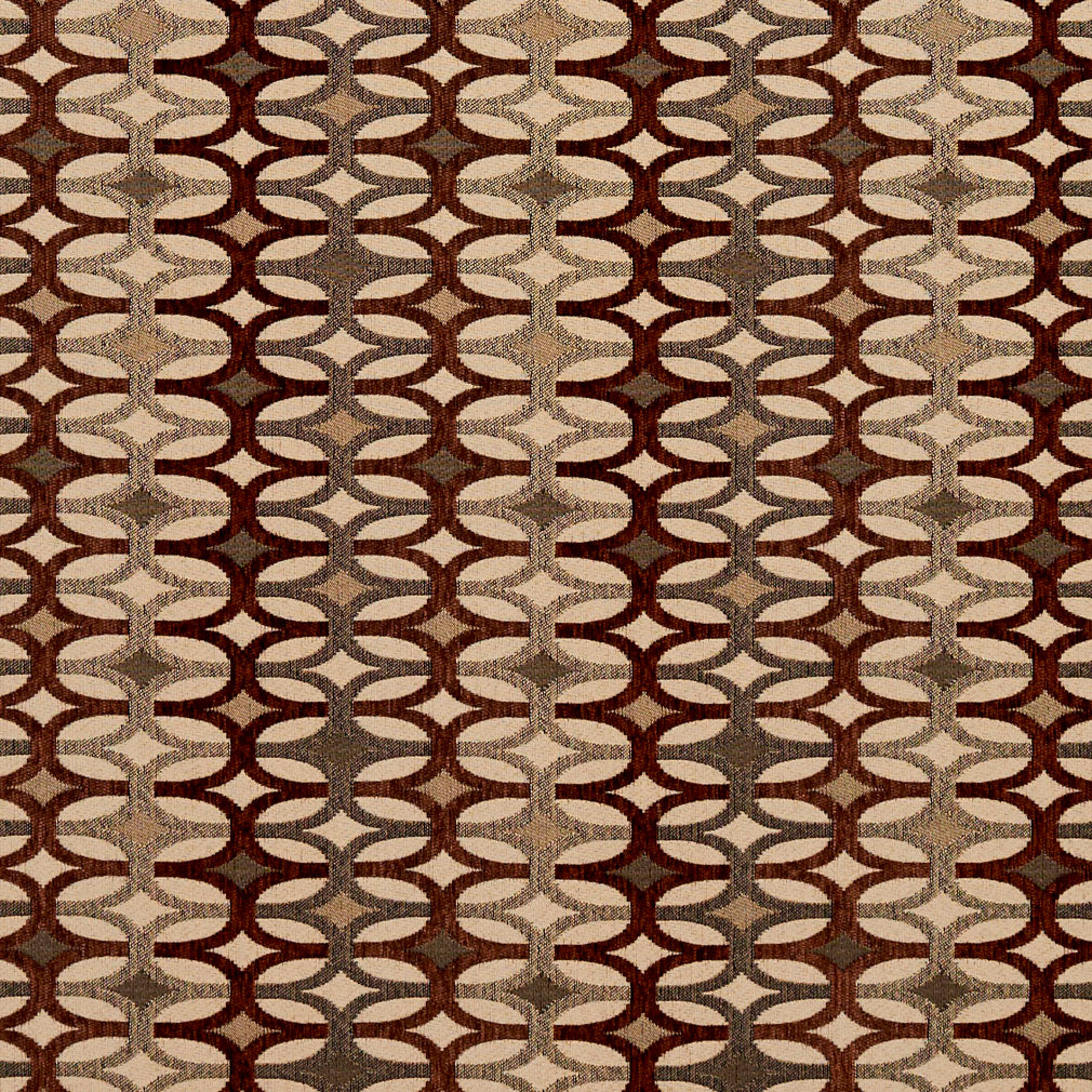 Essentials Brown Tan Gray Beige Cream Geometric Upholstery Fabric / Spice Interlock