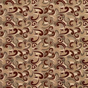 Essentials Brown Tan Gray Beige Ivory Paisley Upholstery Fabric / Spice Flutte