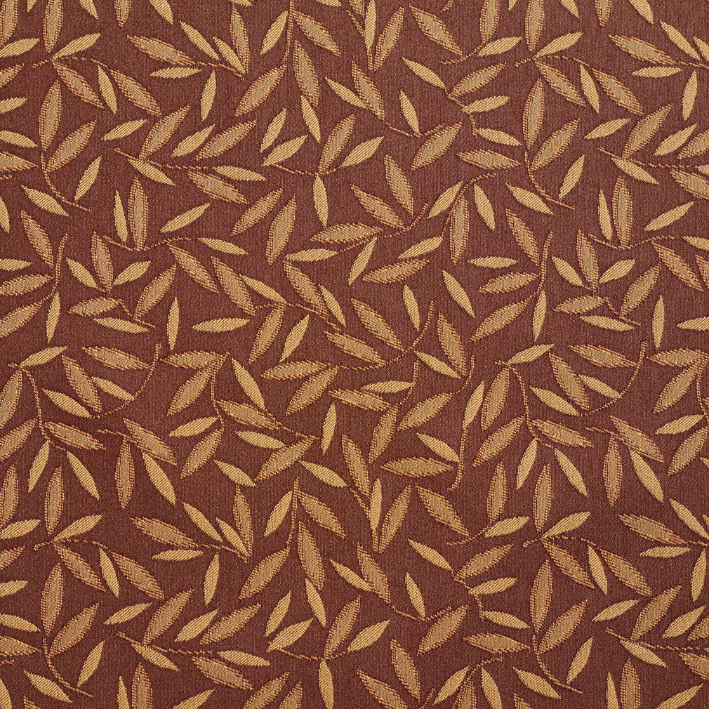 Essentials Yellow Leaf Branches Upholstery Drapery Fabric / Chestnut