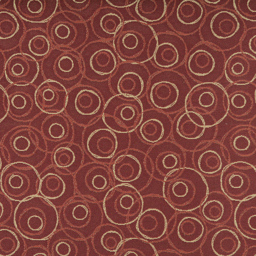 Essentials Mid Century Modern Geometric Burgundy Beige Circles Upholstery Fabric / Mahogany