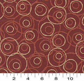Essentials Mid Century Modern Geometric Burgundy Beige Circles Upholstery Fabric / Mahogany