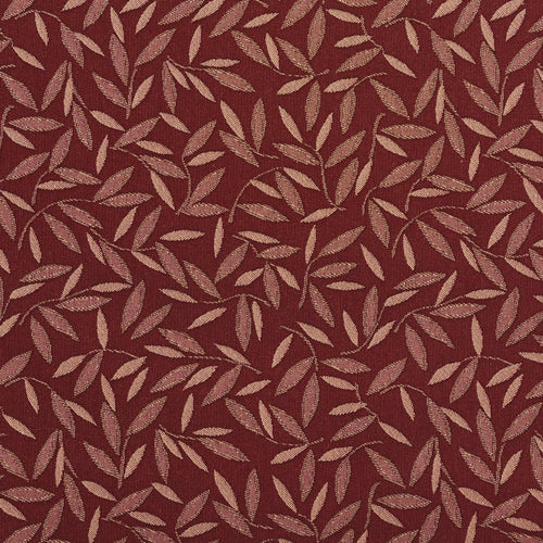 Essentials Burgundy Beige Leaf Branches Upholstery Drapery Fabric / Brandy