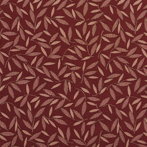 Essentials Burgundy Beige Leaf Branches Upholstery Drapery Fabric / Brandy