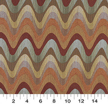 Load image into Gallery viewer, Essentials Cityscapes Burgundy Brown Olive Mustard Wavy Upholstery Fabric