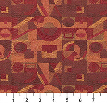 Load image into Gallery viewer, Essentials Mid Century Modern Geometric Burgundy Brown Coral Upholstery Fabric / Brick