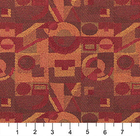 Essentials Mid Century Modern Geometric Burgundy Brown Coral Upholstery Fabric / Brick