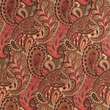 Load image into Gallery viewer, Essentials Cityscapes Burgundy Coral Pink Olive Green Floral Paisley Upholstery Drapery Fabric