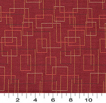 Load image into Gallery viewer, Essentials Mid Century Modern Burgundy Geometric Rectangles Upholstery Fabric / Cranberry