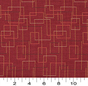 Essentials Mid Century Modern Burgundy Geometric Rectangles Upholstery Fabric / Cranberry