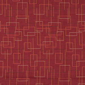 Essentials Mid Century Modern Burgundy Geometric Rectangles Upholstery Fabric / Cranberry
