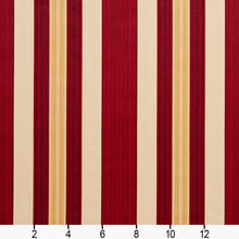 Load image into Gallery viewer, Essentials Upholstery Drapery Fabric Burgundy Cream Gold / Ruby Noble Stripe