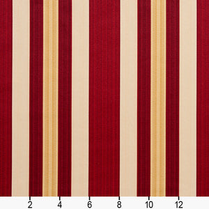 Essentials Upholstery Drapery Fabric Burgundy Cream Gold / Ruby Noble Stripe