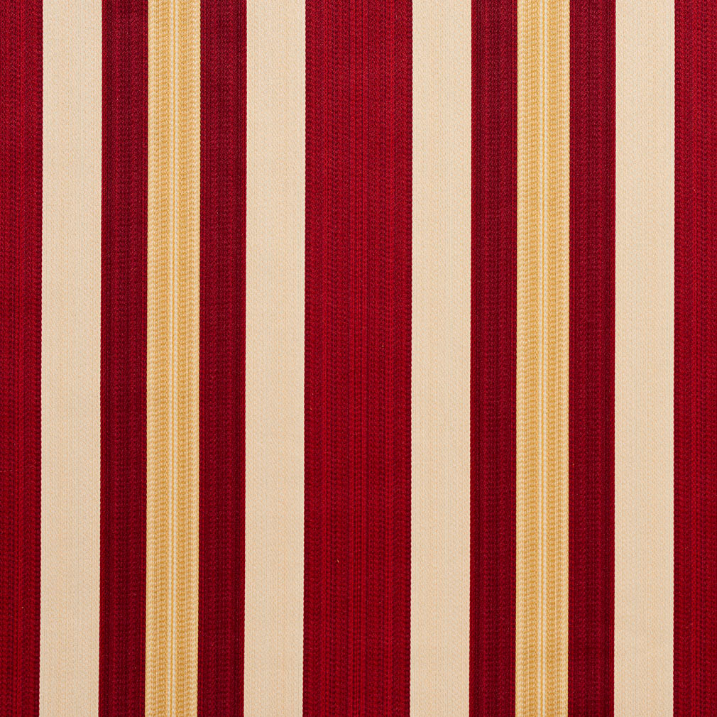 Essentials Upholstery Drapery Fabric Burgundy Cream Gold / Ruby Noble Stripe