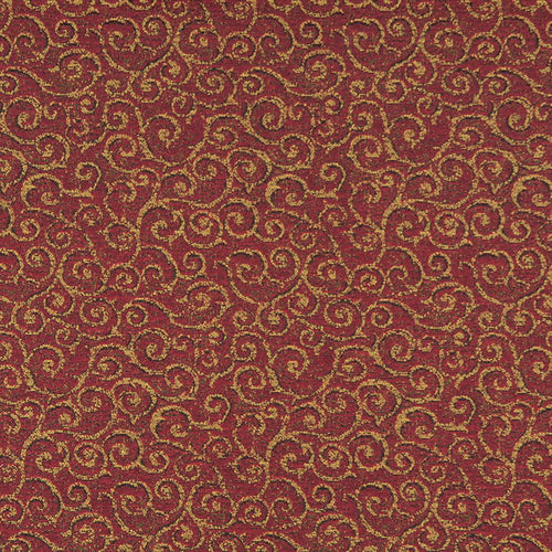 Essentials Heavy Duty Mid Century Modern Scotchgard Upholstery Fabric Burgundy Gold Paisley / Pomegranate