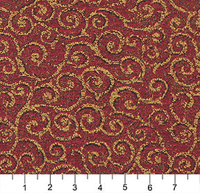 Essentials Heavy Duty Mid Century Modern Scotchgard Upholstery Fabric Burgundy Gold Paisley / Pomegranate