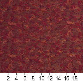 Essentials Heavy Duty Scotchgard Burgundy Maroon Coral Abstract Upholstery Fabric / Wine