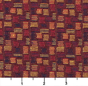 Essentials Mid Century Modern Geometric Burgundy Navy Coral Upholstery Fabric / Merlot