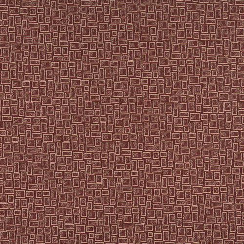 Essentials Mid Century Modern Geometric Burgundy Pink Upholstery Fabric / Cognac