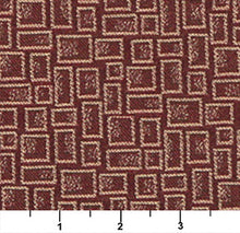 Load image into Gallery viewer, Essentials Mid Century Modern Geometric Burgundy Pink Upholstery Fabric / Cognac