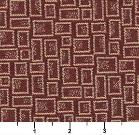 Essentials Mid Century Modern Geometric Burgundy Pink Upholstery Fabric / Cognac