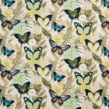 Load image into Gallery viewer, Essentials Drapery Upholstery Butterfly Fabric / Aqua Yellow Green