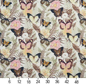 Essentials Drapery Upholstery Butterfly Fabric / Pink Yellow Brown