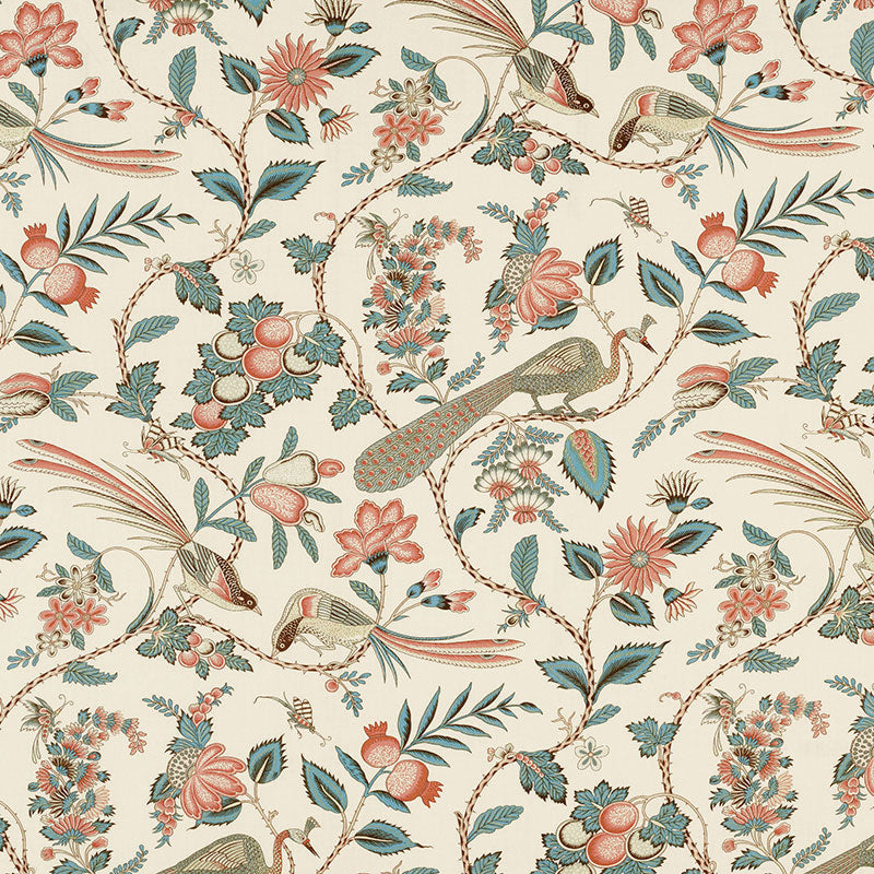 SCHUMACHER CAMPAGNE FABRIC / PEACOCK & ROUGE