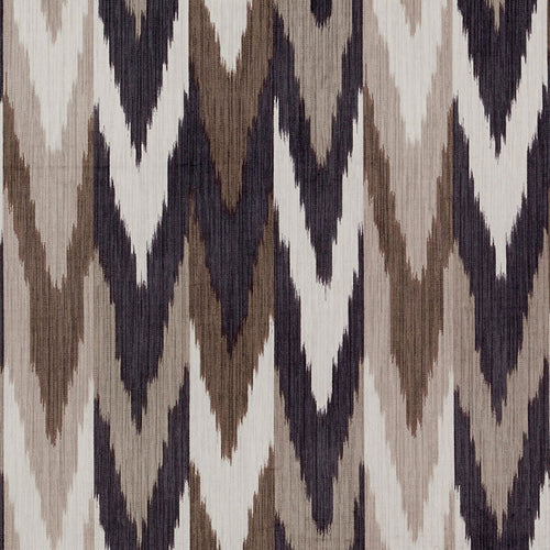 SCHUMACHER KASHGAR IKAT VELVET FABRIC 176101 / CARBON & TEAK