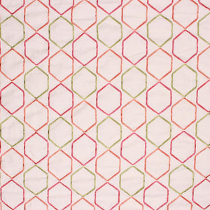 Embroidered Geometric Drapery Upholstery Fabric Red Pink Lilac / Carnival RMIL1