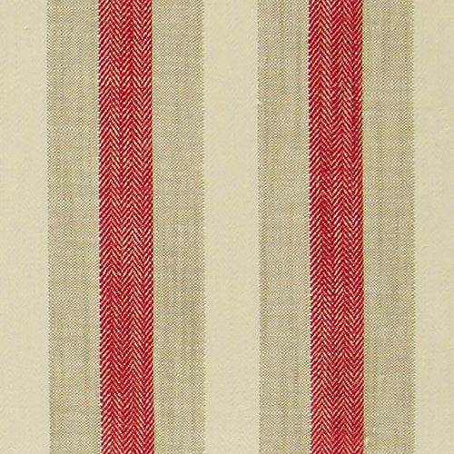 Linen Viscose Taupe Cream Beige Red Nautical Stripe Light Upholstery Drapery Fabric