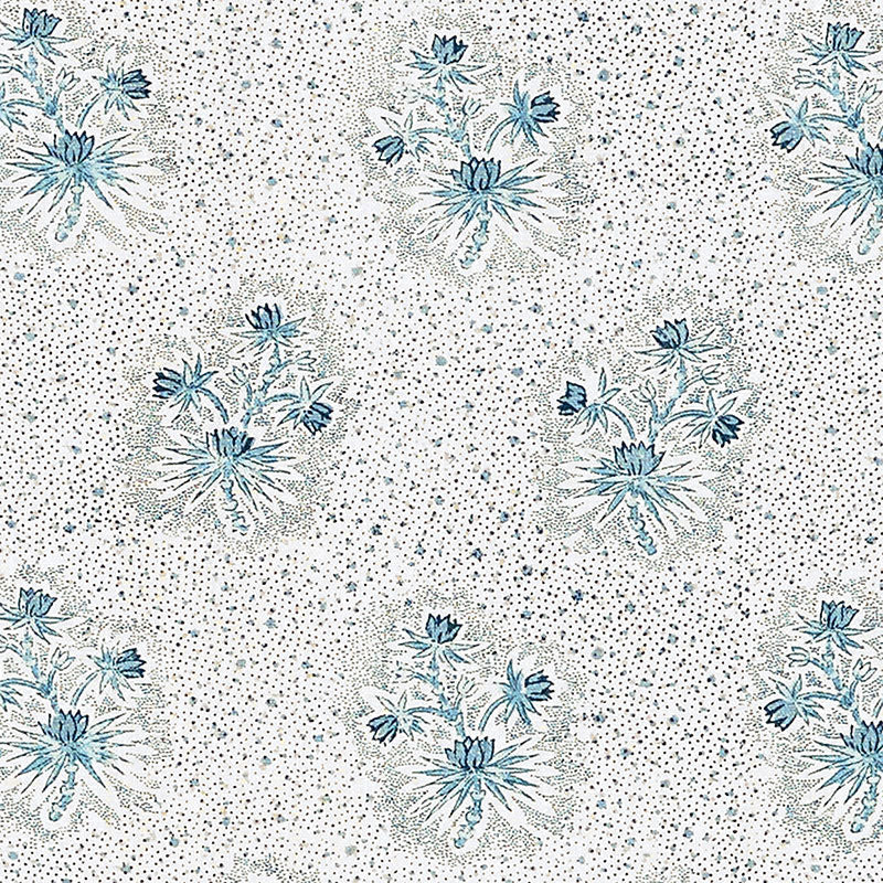 SCHUMACHER CASSIS FLORAL FABRIC / BLEU