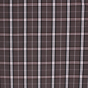 Cotton Plaid Tartan Upholstery Drapery Fabric Gray Brown / Charcoal