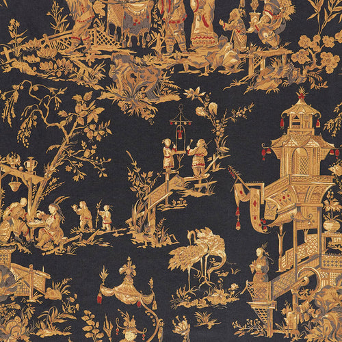 SCHUMACHER CHINOIS TOILE FABRIC / CHARCOAL